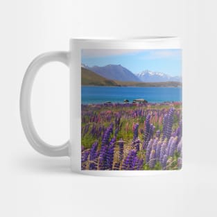 Lake Tekapo and wild flowering lupins Mug